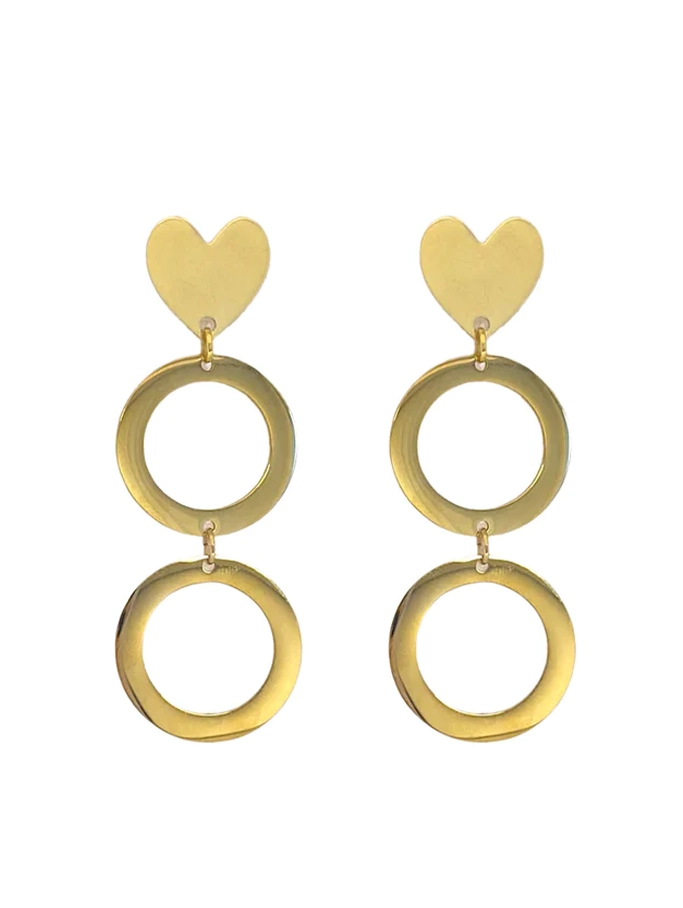 Paulie Pocket – Heart Double Gold Earrings